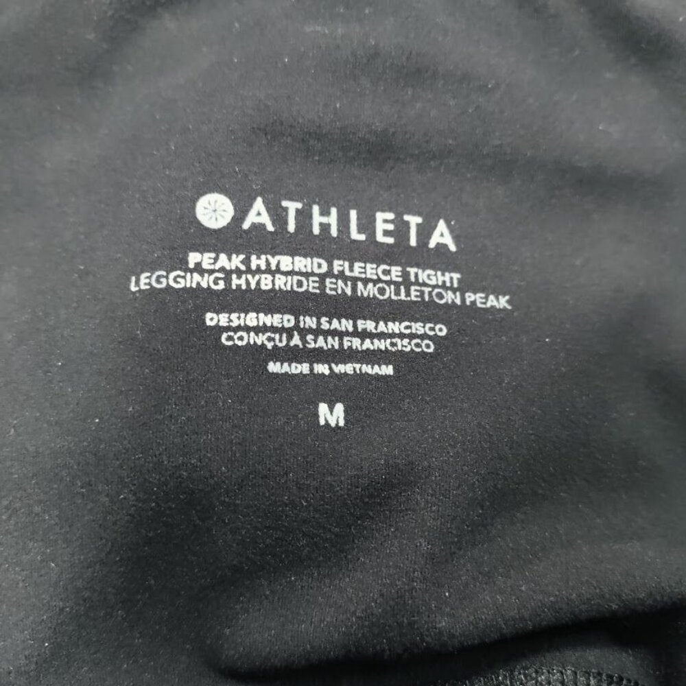 Athleta Peak Hybrid Womens Medium Pullover Mid-Rise Fleece Tight Leggings Black - Picture 9 of 13